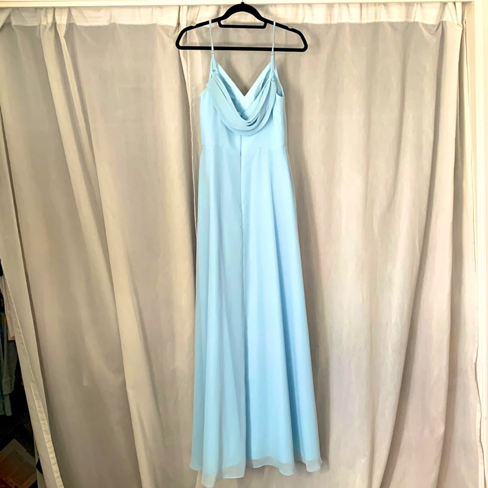 Azazie Light Blue Maxi Bridesmaid Dress